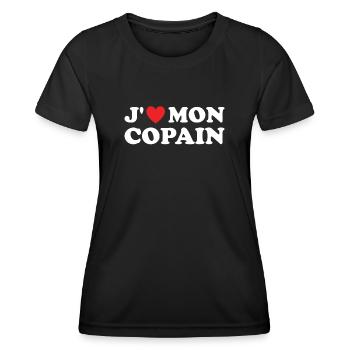 Cadeau St Valentin Femme Copine Humoristique - T-shirt sport Femme - noir - Devant - AI Model Female 172 light (172cm)