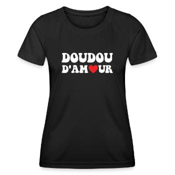 Cadeau Saint Valentin Homme Femme Humoristique - T-shirt sport Femme - noir - Devant - AI Model Female 172 light (172cm)