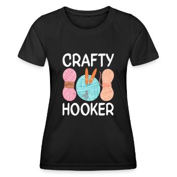 Crochet Lover Funny Loop & Hook Design - Frauen Funktions-T-Shirt - Schwarz - Vorne - AI Model Female 172 light (172cm)