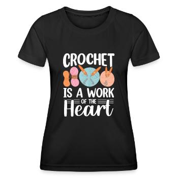 Crochet Lover Funny Loop & Hook Design - Frauen Funktions-T-Shirt - Schwarz - Vorne - AI Model Female 172 light (172cm)
