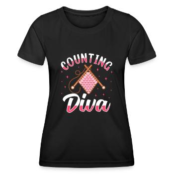 Crochet Lover Funny Loop & Hook Design - Frauen Funktions-T-Shirt - Schwarz - Vorne - AI Model Female 172 light (172cm)