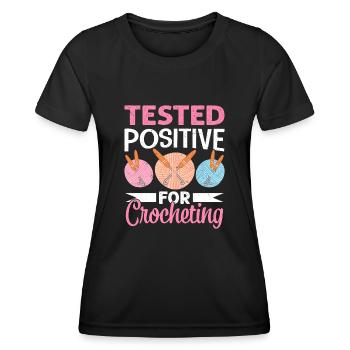 Crochet Lover Funny Loop & Hook Design - Frauen Funktions-T-Shirt - Schwarz - Vorne - AI Model Female 172 light (172cm)