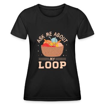 Crochet Lover Funny Loop & Hook Design - Frauen Funktions-T-Shirt - Schwarz - Vorne - AI Model Female 172 light (172cm)