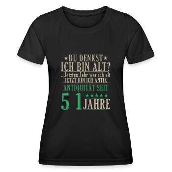 Antiquität 51 Jahre alt - 51. Geburtstag Spruch - Frauen Funktions-T-Shirt - Schwarz - Vorne - AI Model Female 172 light (172cm)