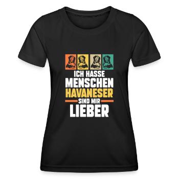 Hund Havaneser - Frauen Funktions-T-Shirt - Schwarz - Vorne - AI Model Female 172 light (172cm)