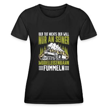 Modelleisenbahn Eisenbahn Geschenkidee - Frauen Funktions-T-Shirt - Schwarz - Vorne - AI Model Female 172 light (172cm)