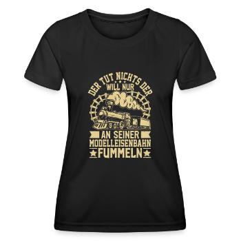 Der tut nichts Modelleisenbahn Geschenk - Frauen Funktions-T-Shirt - Schwarz - Vorne - AI Model Female 172 light (172cm)