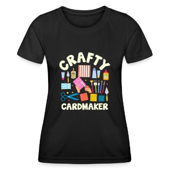 Papier d’artisanat carter fait à la main Crafter carte - T-shirt sport Femme - noir - Devant - AI Model Female 172 light (172cm)