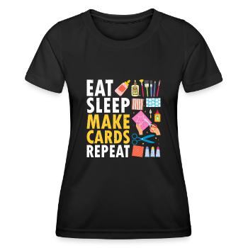 Papier d’artisanat carter fait à la main Crafter carte - T-shirt sport Femme - noir - Devant - AI Model Female 172 light (172cm)