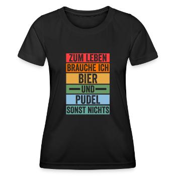 Hund Bier Pudel - Frauen Funktions-T-Shirt - Schwarz - Vorne - AI Model Female 172 light (172cm)