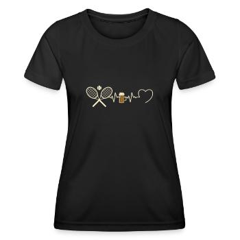 Tennis Bier Mann Humor Geschenkidee Tennis Mann - Frauen Funktions-T-Shirt - Schwarz - Vorne - AI Model Female 172 light (172cm)