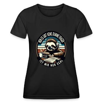 lustiger faLustiger Faultier Spruch keine dumme Fr - Frauen Funktions-T-Shirt - Schwarz - Vorne - AI Model Female 172 light (172cm)