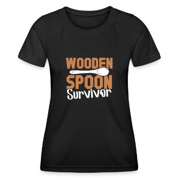 Cuillère en bois d’entraînement italienne Cuillère Survivor - T-shirt sport Femme - noir - Devant - AI Model Female 172 light (172cm)