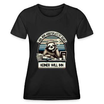 lustiger faLustiger Faultier Spruch Arbeitsplatz - Frauen Funktions-T-Shirt - Schwarz - Vorne - AI Model Female 172 light (172cm)