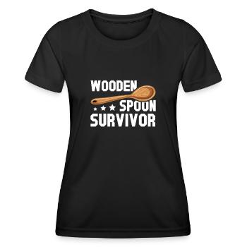 Survivant de la cuillère en bois - T-shirt sport Femme - noir - Devant - AI Model Female 172 light (172cm)