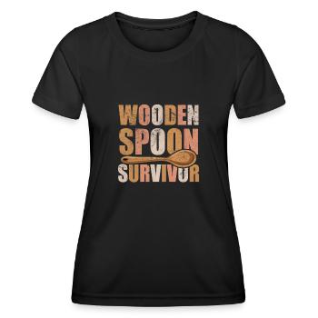 Cuillère en bois Survivor Cuillère en bois Cuillère d’entraînement - T-shirt sport Femme - noir - Devant - AI Model Female 172 light (172cm)