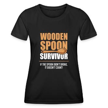 Le survivant de la cuillère de bois ne s’est pas cassé ne compte pas - T-shirt sport Femme - noir - Devant - AI Model Female 172 light (172cm)