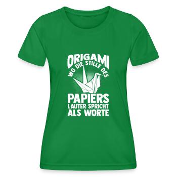 Japanese Folding Art Origami - Women's Functional T-Shirt - kelly green - Front - AI Model Female 172 dark (172cm)