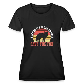 Anti-Fuchs-Jagdzubehör - Frauen Funktions-T-Shirt - Schwarz - Vorne - AI Model Female 172 light (172cm)