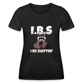 IBS Awareness Raccoon I Be Shittin Toilet Joke - Frauen Funktions-T-Shirt - Schwarz - Vorne - AI Model Female 172 light (172cm)