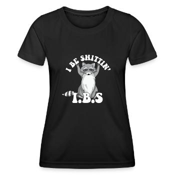 IBS Awareness Raccoon I Be Shittin Toilet Joke - Frauen Funktions-T-Shirt - Schwarz - Vorne - AI Model Female 172 light (172cm)