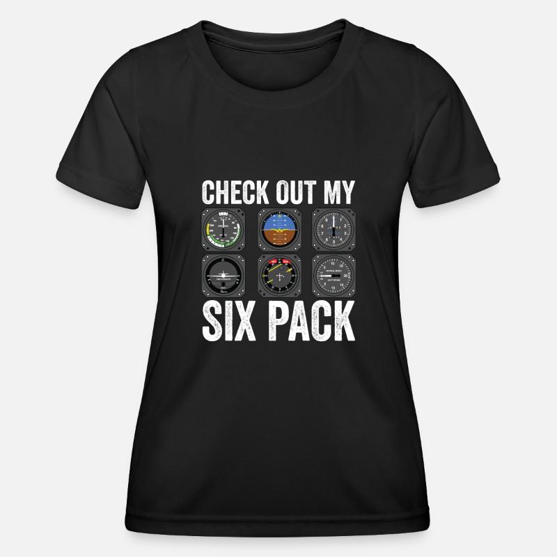 Funny Pilot Six Pack Aviation Flight Simulation - Frauen Funktions-T-Shirt - Schwarz