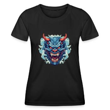Japanese Hannya Demon Samurai Warrior Oni Mask - Women's Functional T-Shirt - black - Front - AI Model Female 172 light (172cm)