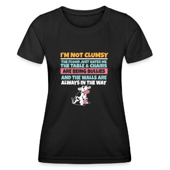 I'm Not Clumsy The Floor Hates Me Foolish Cow - Women's Functional T-Shirt - black - Front - AI Model Female 172 light (172cm)