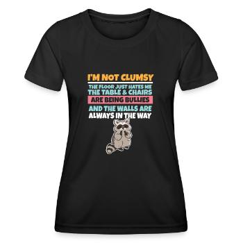 I'm Not Clumsy The Floor Hates Me Foolish Raccoon - Women's Functional T-Shirt - black - Front - AI Model Female 172 light (172cm)