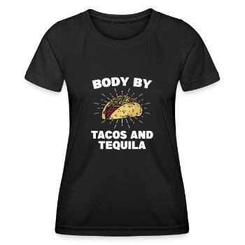 Body By Tacos Et Tequila Cuisine Mexicaine - T-shirt sport Femme - noir - Devant - AI Model Female 172 light (172cm)