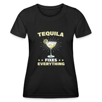 Tequila Fixes Everything Alkhol Cinco De Mayo - Women's Functional T-Shirt - black - Front - AI Model Female 172 light (172cm)