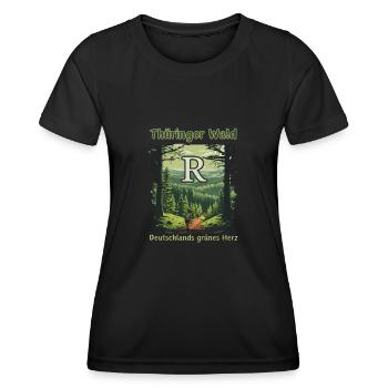 Thuringe-Le cœur vert de l’Allemagne-Rennsteig - T-shirt sport Femme - noir - Devant - AI Model Female 172 light (172cm)