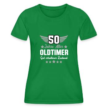 50th Birthday Round Birthday Vintage Men - Women's Functional T-Shirt - kelly green - Front - AI Model Female 172 dark (172cm)
