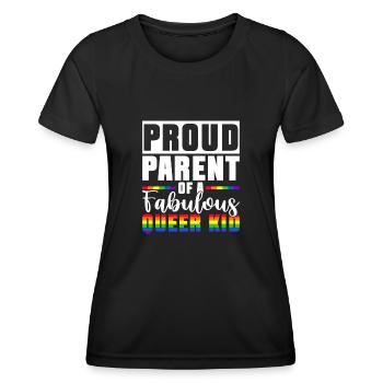Gay Pride Fiers Parents Fils Gay - T-shirt sport Femme - noir - Devant - AI Model Female 172 light (172cm)