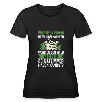 Camper Wohnwagen Wohnmobil Campen Camping - Frauen Funktions-T-Shirt - Schwarz - Vorne - AI Model Female 172 light (172cm)