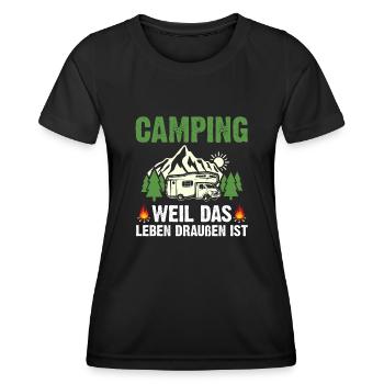 Camping-car Camping-car Camping Camping - T-shirt sport Femme - noir - Devant - AI Model Female 172 light (172cm)