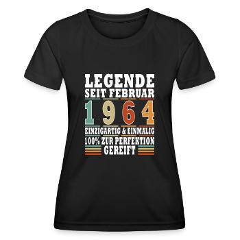 Februar 1964 Geburtstag Februar 1964 Februar - Frauen Funktions-T-Shirt - Schwarz - Vorne - AI Model Female 172 light (172cm)