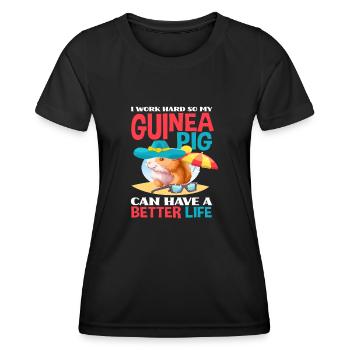 Meerschweinchen Leben Tier Nager - Frauen Funktions-T-Shirt - Schwarz - Vorne - AI Model Female 172 light (172cm)