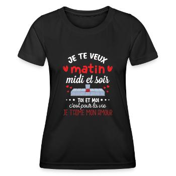 Cadeau St Valentin Femme Homme Je t aime - T-shirt sport Femme - noir - Devant - AI Model Female 172 light (172cm)