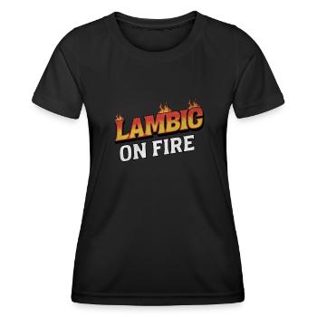 Lambic On Fire - Verses passionnés et bières artisanales - T-shirt sport Femme - noir - Devant - AI Model Female 172 light (172cm)