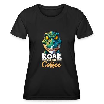 Dinosaure Trex avec - T-shirt sport Femme - noir - Devant - AI Model Female 172 light (172cm)