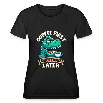 Dinosaure Trex avec - T-shirt sport Femme - noir - Devant - AI Model Female 172 light (172cm)