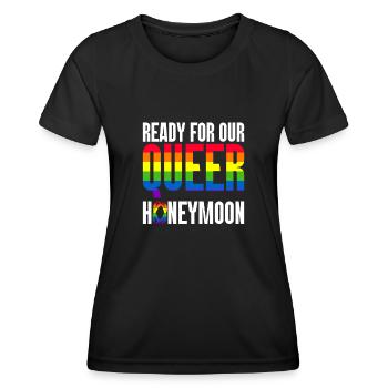 Gay Pride Hochzeit Homo-Ehe - Frauen Funktions-T-Shirt - Schwarz - Vorne - AI Model Female 172 light (172cm)