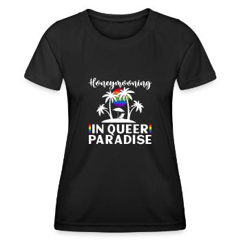 Gay Pride Hochzeit Homo-Ehe - Frauen Funktions-T-Shirt - Schwarz - Vorne - AI Model Female 172 light (172cm)