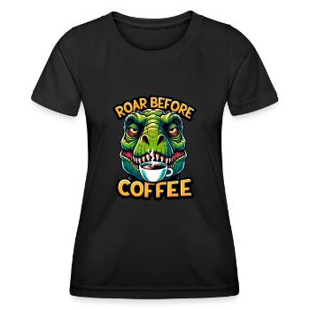 Dinosaure Trex avec - T-shirt sport Femme - noir - Devant - AI Model Female 172 light (172cm)