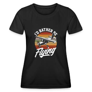 Retro Piloten Flugschüler Fliegen - Frauen Funktions-T-Shirt - Schwarz - Vorne - AI Model Female 172 light (172cm)