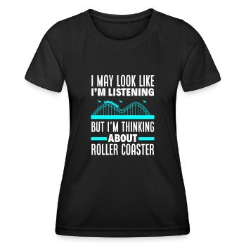 Roller Coaster Parc d’attractions de montagnes russes en bois - T-shirt sport Femme - noir - Devant - AI Model Female 172 light (172cm)