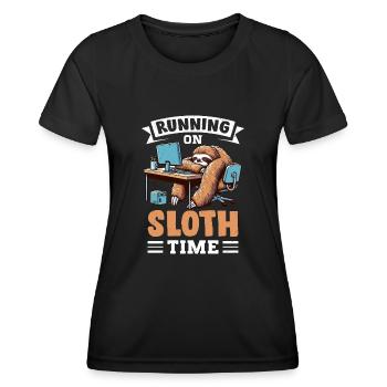 Office Humor Business Home Office Sloth - Women's Functional T-Shirt - black - Front - AI Model Female 172 light (172cm)