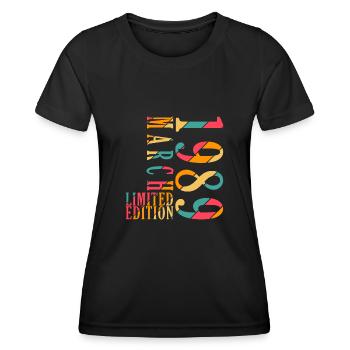 1989 Mars Naissance Anniversaire Année de naissance - T-shirt sport Femme - noir - Devant - AI Model Female 172 light (172cm)