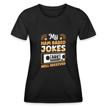 Radio Presenter Profession Ham Jokes Well Received - Women's Functional T-Shirt - black - Front - AI Model Female 172 light (172cm)